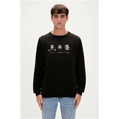 Bad Bear Play Hard Crewneck Siyah Baskılı Erkek Sweatshirt TYCIDMBP5N170117794688879