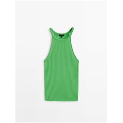 Top halter canalé desagujado