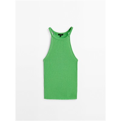 Top halter canalé desagujado