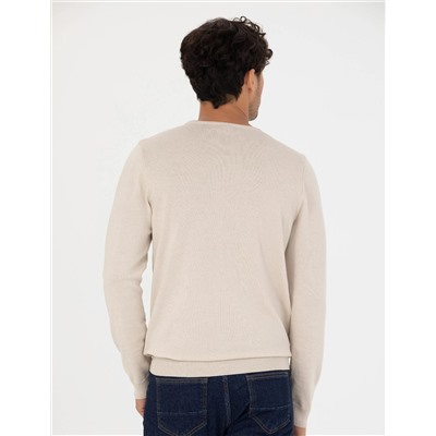 Kum Melanj Slim Fit Bisiklet Yaka Basic Triko Kazak