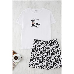 Ekru Animal Desenli Örme Pijama Takımı TBBSS25AI00066