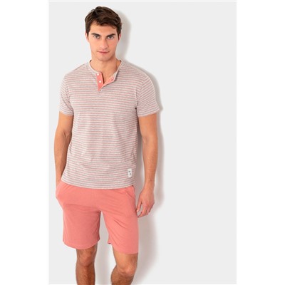 Pijama Gris jaspeado y rosa viejo