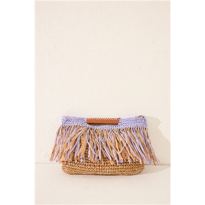 Bolso mediano rafia flecos