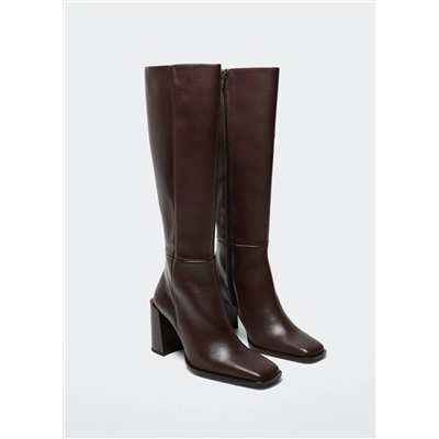 Bota piel punta cuadrada -  Mujer | MANGO OUTLET Melilla