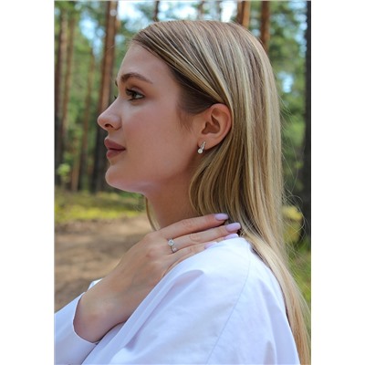 Кольцо из серебра с фианитом родированное 925 пробы S1180111010р