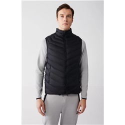 Avva Erkek Siyah Su Itici Rüzgar Geçirmez Kaz Tüyü Comfort Fit Rahat Kesim Şişme Yelek B006520