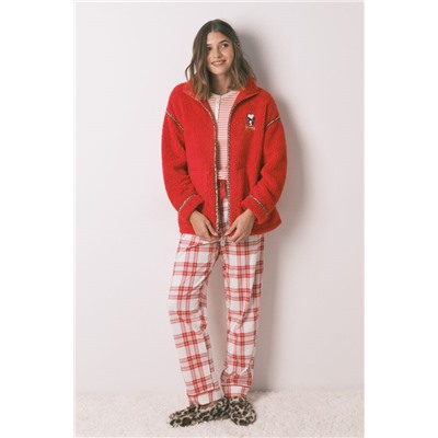 Bata corta borreguito rojo bordado Snoopy