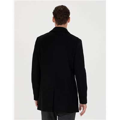 Siyah Ex. Slim Fit Kaşe Kaban