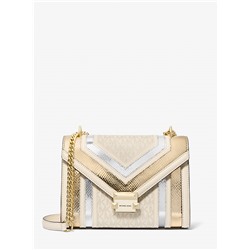 Whitney Medium Signature Logo and Metallic Shoulder Bag