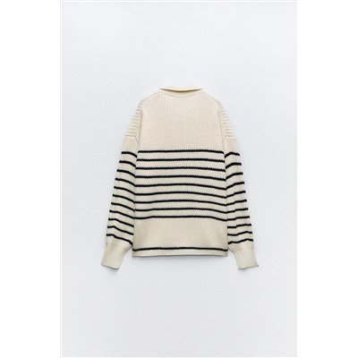 OVERSIZE KNIT POLO SWEATER
