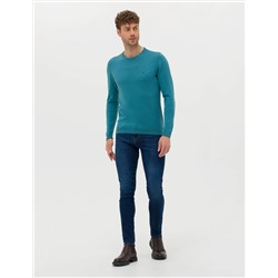 Petrol Slim Fit Bisiklet Yaka Basic Triko Kazak