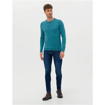 Petrol Slim Fit Bisiklet Yaka Basic Triko Kazak