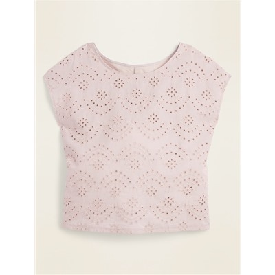 Eyelet-Front Dolman-Sleeve Top for Women