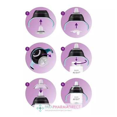 Avent Tasse Anti Fuite Rose 6m+ 200ml