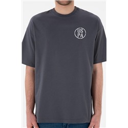 Erkek Oversize Fit Bisiklet Yaka Antrasit Tişört