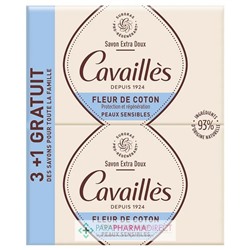 Cavaillès Savon Extra-Doux - Fleur de Coton - LOT de 4x250 g (3+1 GRATUIT)Lot  × 4