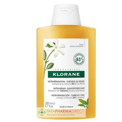 Klorane Tiaré Shampoing Nutri-Réparation au Tamaru BIO et au Monoï 200ml
