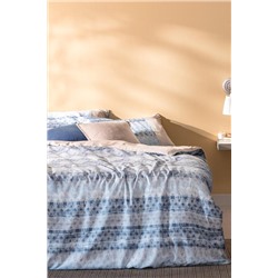 Robin King Size %100 Pamuk Madame Coco Crep Baskılı Nevresim Takımı - Mavi
