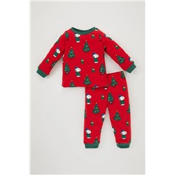 Defacto Erkek Bebek Snoopy Yeni Yıl Baskılı Uzun Kollu Pijama Takımı B1960A523WN
