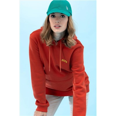 Kiremit Kapüşonlu Basic Sweatshirt