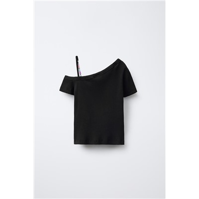 CAMISETA ASIMÉTRICA RIB ABALORIOS