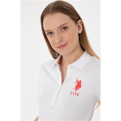 Kadın Beyaz Basic Polo Yaka Tişört