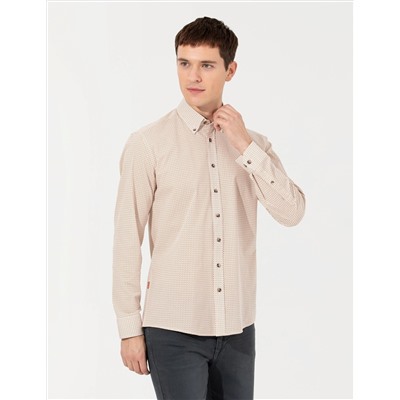 Turuncu Slim Fit Uzun Kollu Gömlek