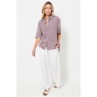 Pantalón wide leg de lino - Blanco