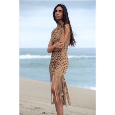 MESH DRESS WITH FRINGING