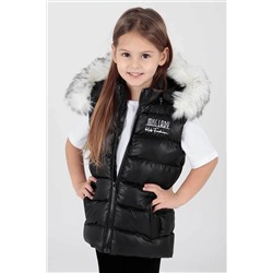 AHENGİM Kız Çocuk Yelek Kız Çocuk Kapüşonlu Şişme Yelek Kürklü Ak215657 1-2-10001100