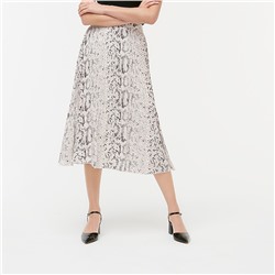 Animal-print pleated midi skirt
