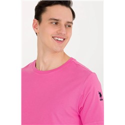 Erkek Pembe Basic Bisiklet Yaka Tişört