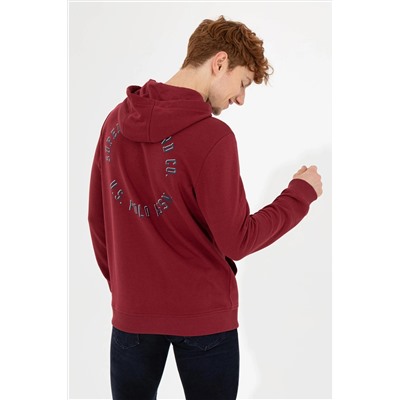 Erkek Vişne Kapüşonlu Sweatshirt