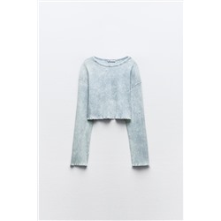 FADED-EFFECT RIB T-SHIRT