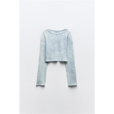 FADED-EFFECT RIB T-SHIRT