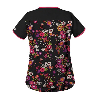 UA Fiesta Flowers Black Scrub Top