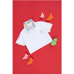 Kız Çocuk Beyaz Basic Polo Yaka Tişört