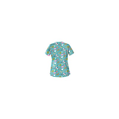 UA On The Farm Amazing Aqua Print Scrub Top