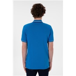 Erkek Regular Fit Polo Yaka Kobalt Mavi Basic Tişört