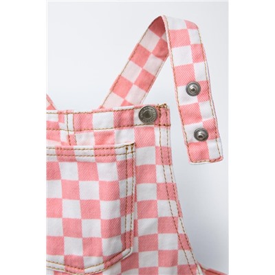 CHECKERBOARD TWILL LONG DUNGAREES