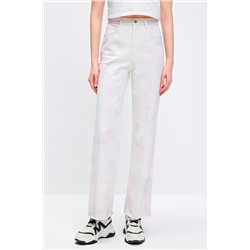 Vaquero recto tie-dye Blanco