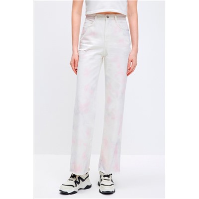 Vaquero recto tie-dye Blanco
