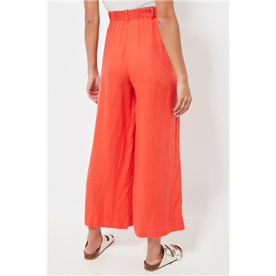 Pantalón wide leg 7/8 de lino cintura alta - Rojo