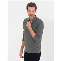 Antrasit Melanj Slim Fit Basic Sweatshirt