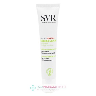 SVR Sebiaclear Crème SPF50 Haute Protection Solaire Matifiante Anti-imperfections 40ml