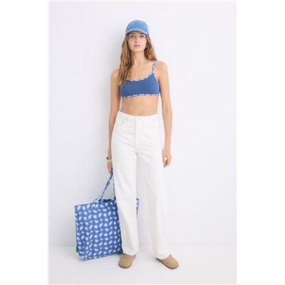 Sujetador top algodón copas extraíbles azul