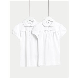 2pk Girls' Cotton Regular Fit School Polo Shirts (2-18 Yrs)
