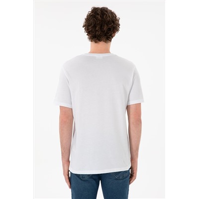 Erkek Regular Fit Bisiklet Yaka Beyaz Basic Tişört