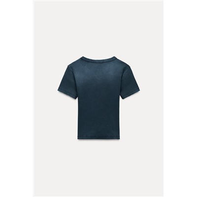 FADED-EFFECT RIB T-SHIRT