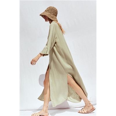 LINEN BLEND SHIRT DRESS